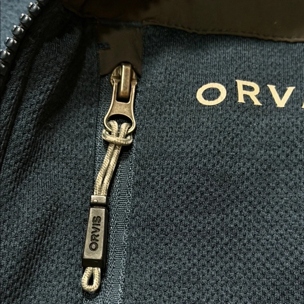 Orvis Men’s Large Blue Gray Full Zip Performance Fleece Jacket Zippered Pockets